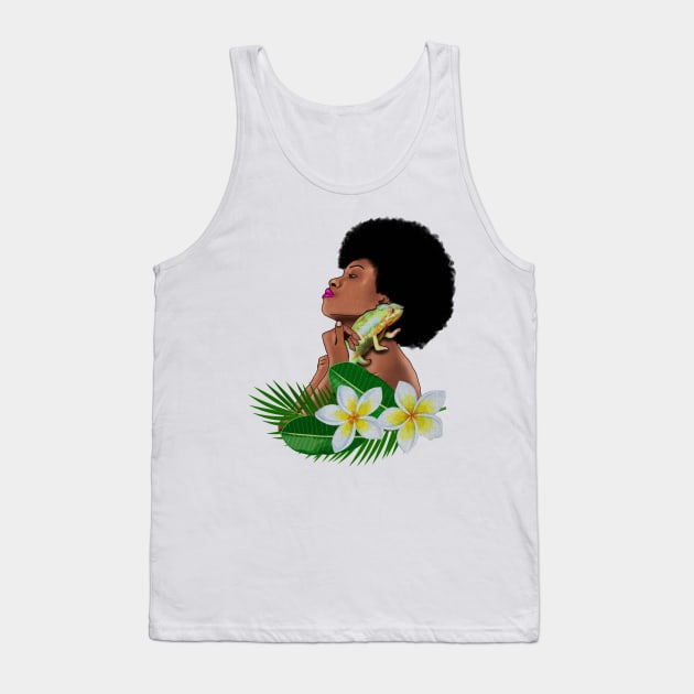 Afro Woman With Chameleon Tank Top by dukito